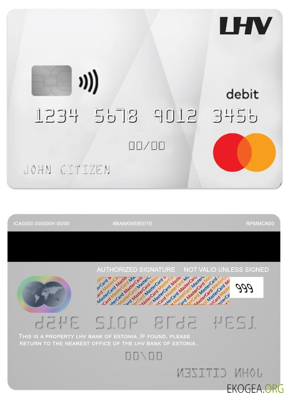 Mastercard de débit bancaire Estonie LHV